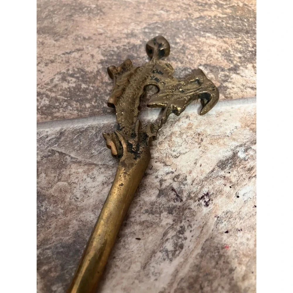 Vintage Brass Dragon Letter Opener Antique Gold Metal Desk Accessory 6.75 Inch